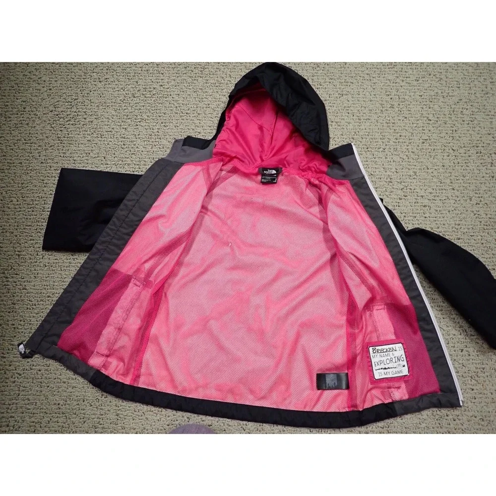 The North Face Rain Jacket Girls 7/8 Navy Grey Good Packable Waterproof DryVent